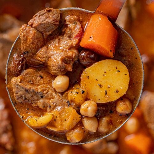 Ladle of homemade stew