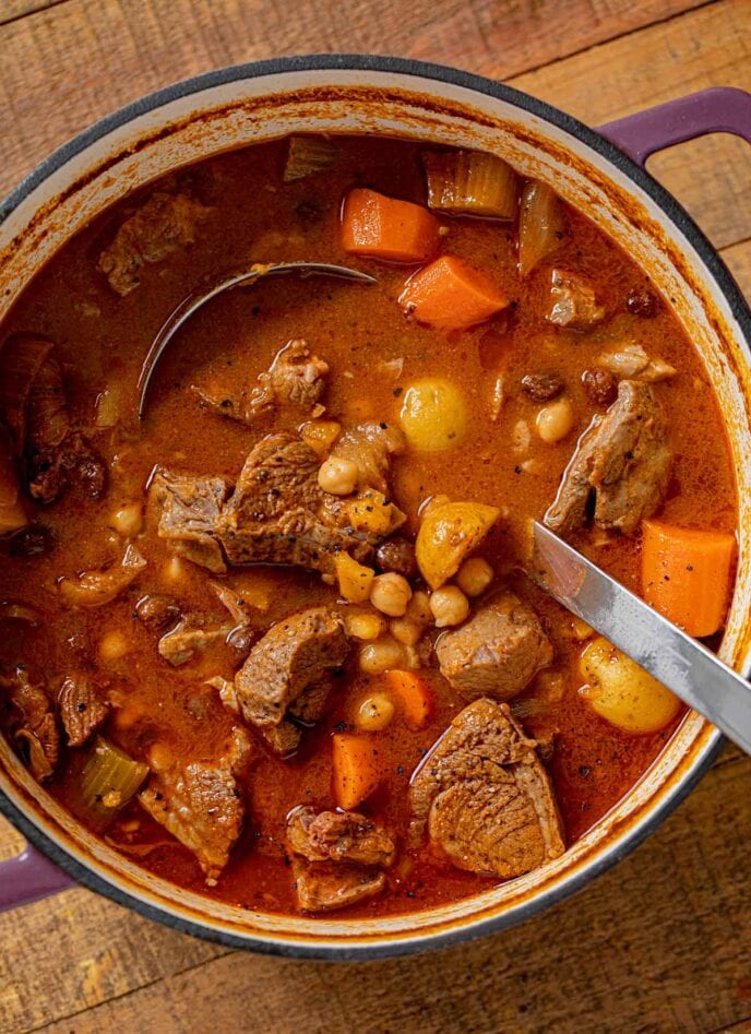 Moroccan Lamb Stew in pot