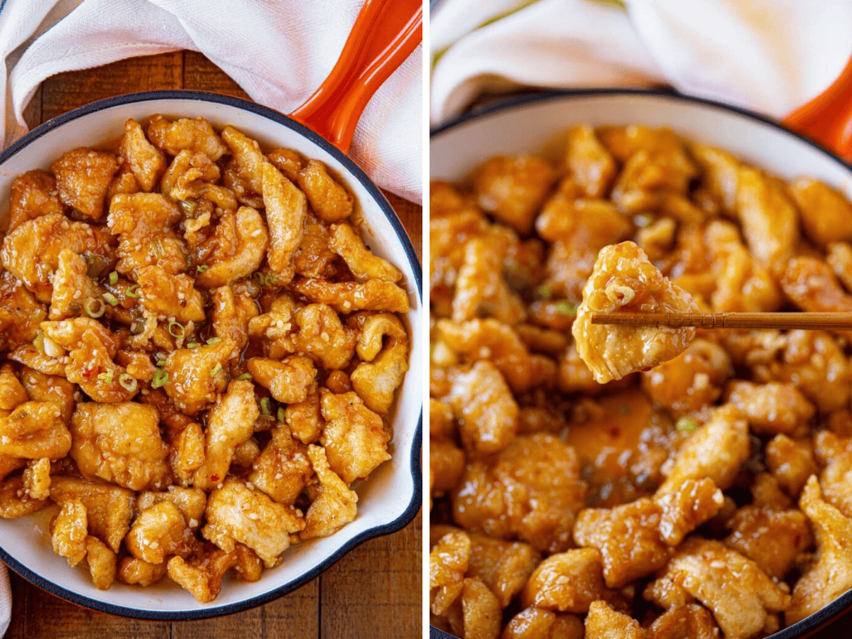 Collage of chicken in pan