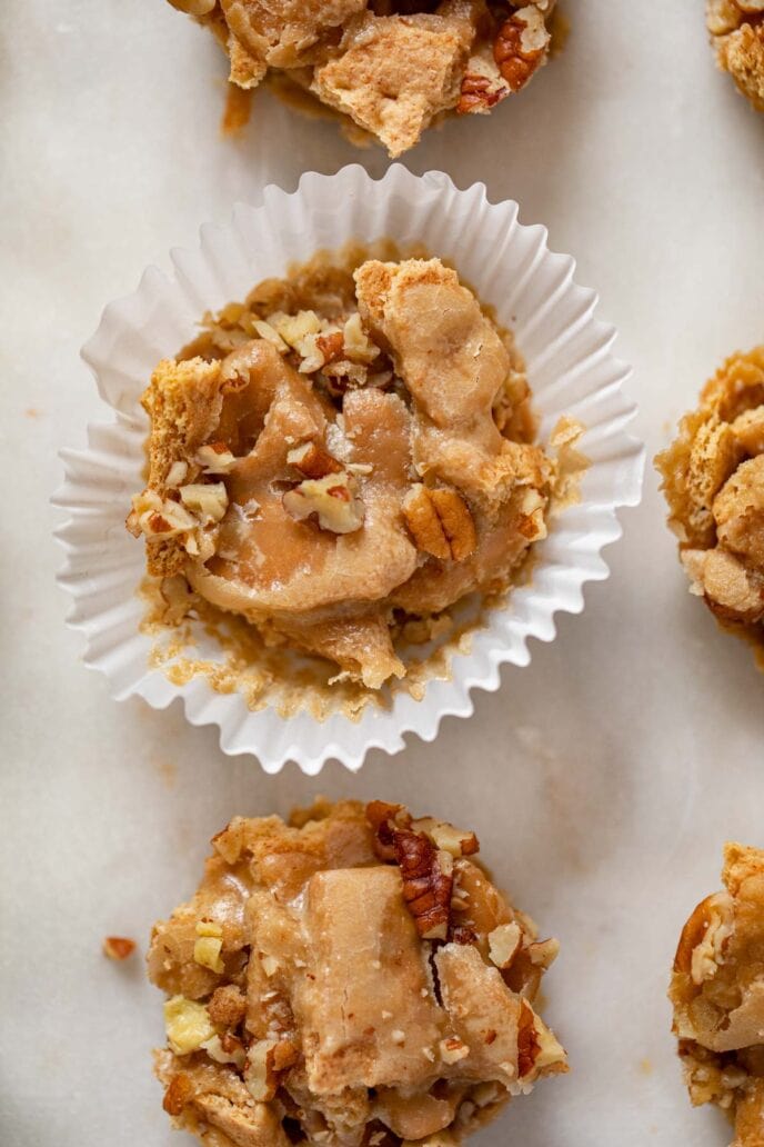 Pecan Praline Toffee Bites on cutting board