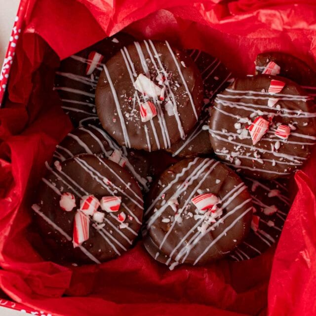 Peppermint Bark Crackers in gift box