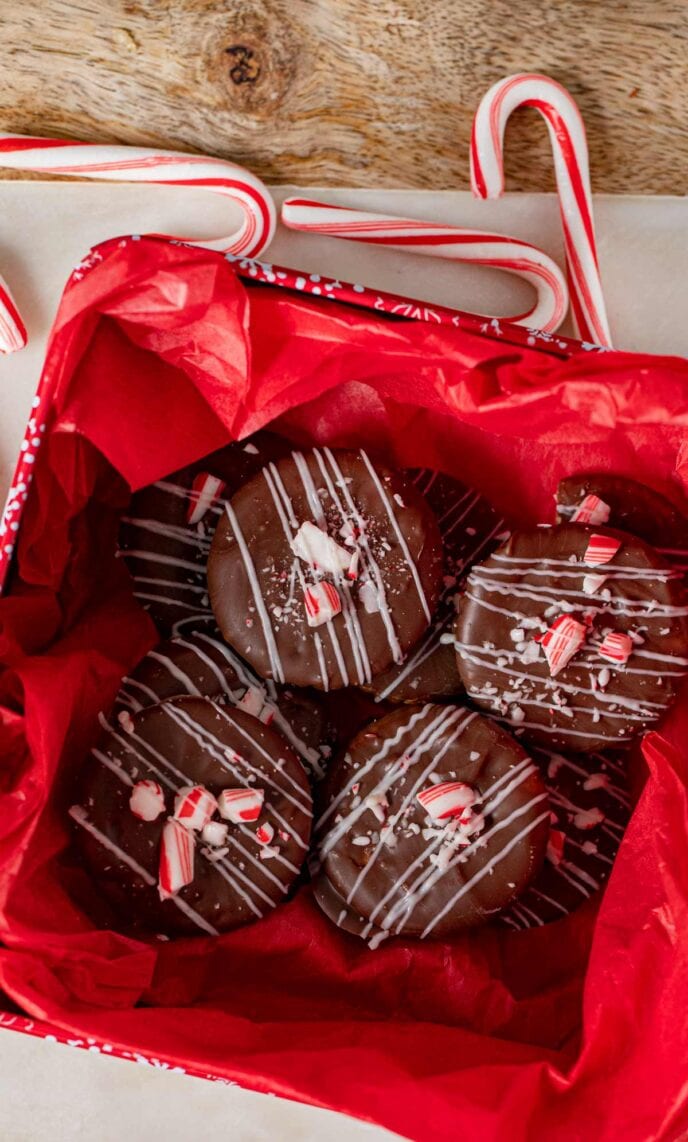 Peppermint Bark Crackers in gift box