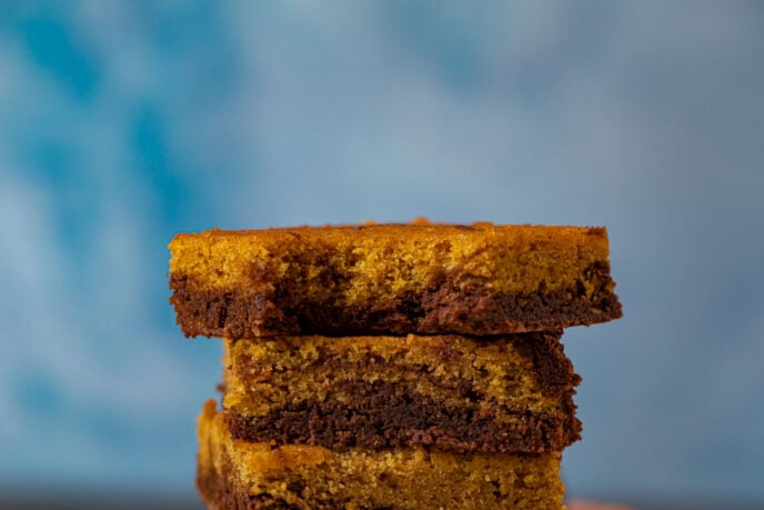 Pumpkin Brownies in stack