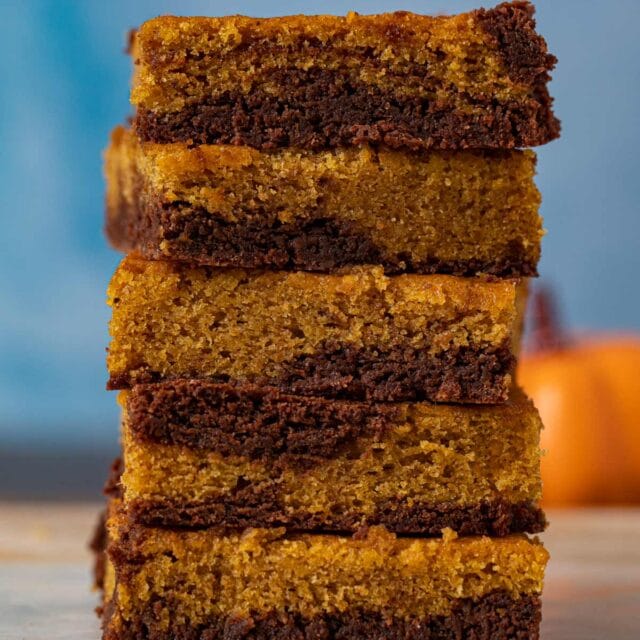 Pumpkin Brownies in stack