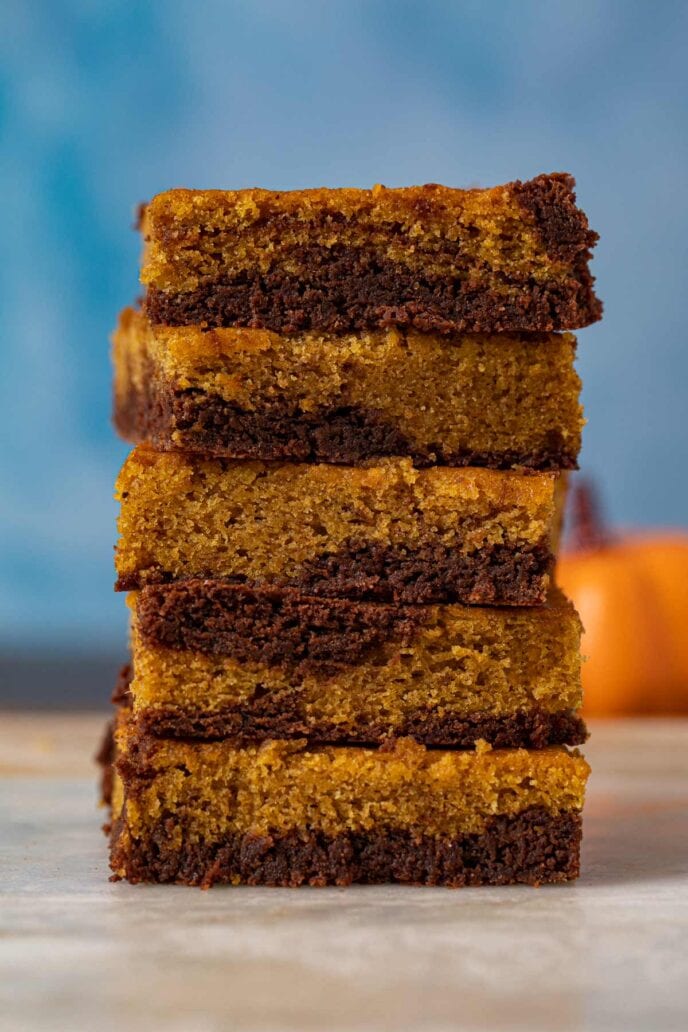 Pumpkin Brownies in stack