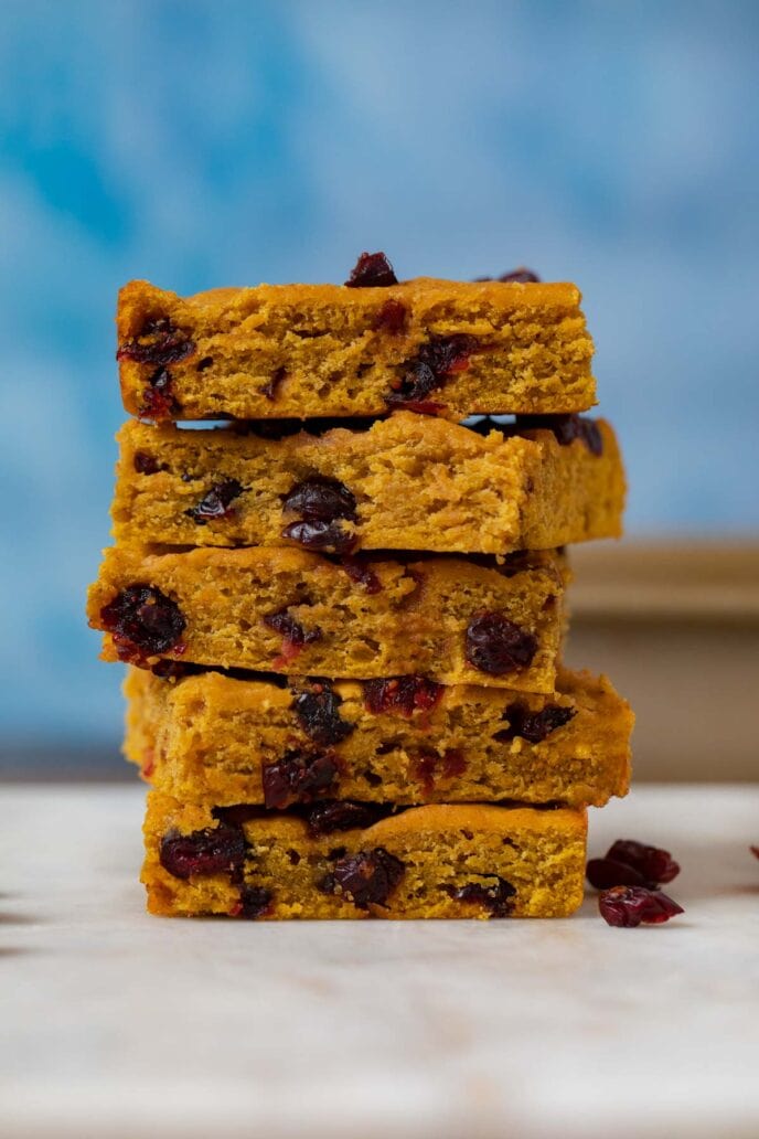 Pumpkin Cranberry Bars in stack