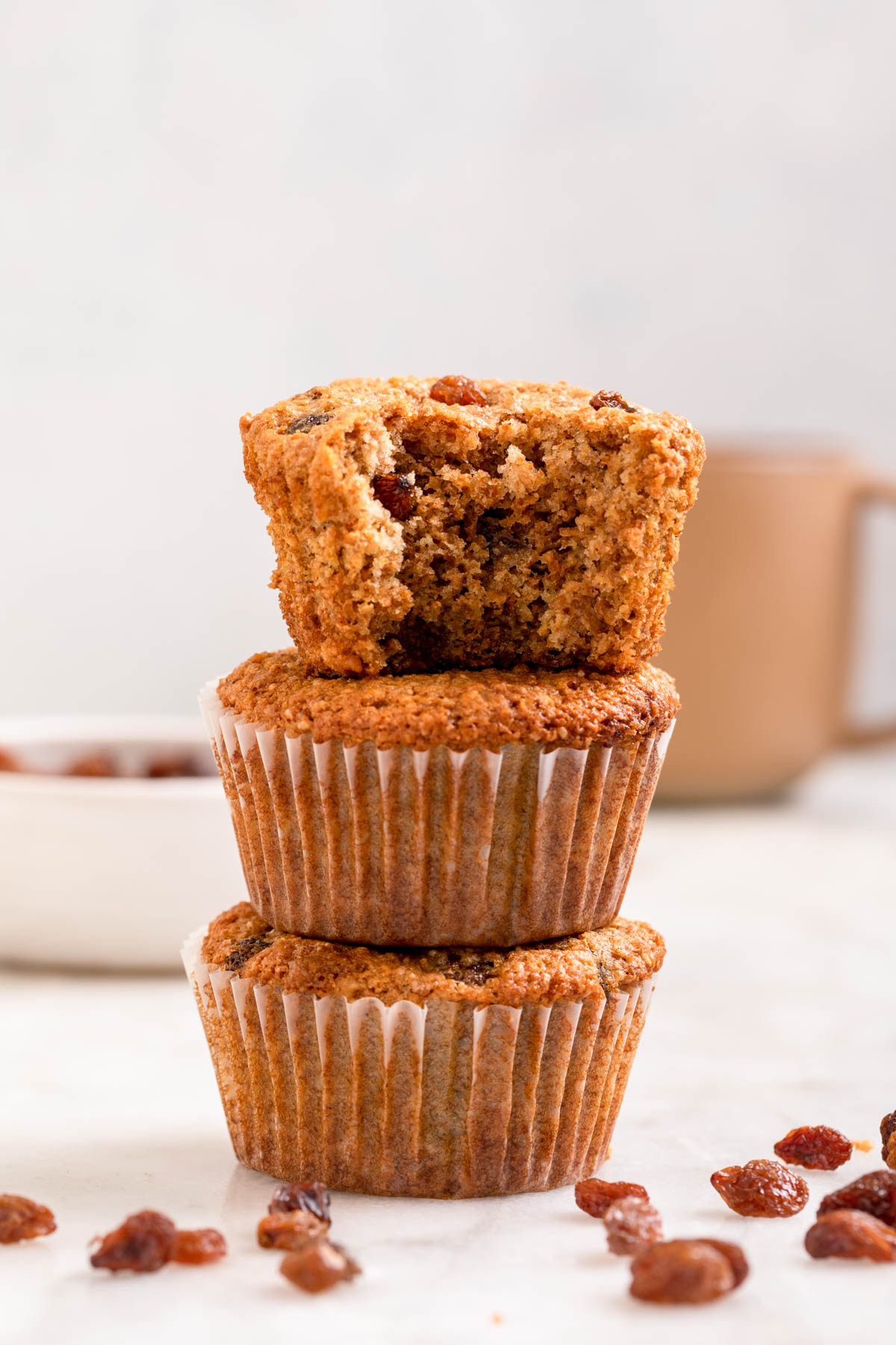 Raisin Bran Muffins stack