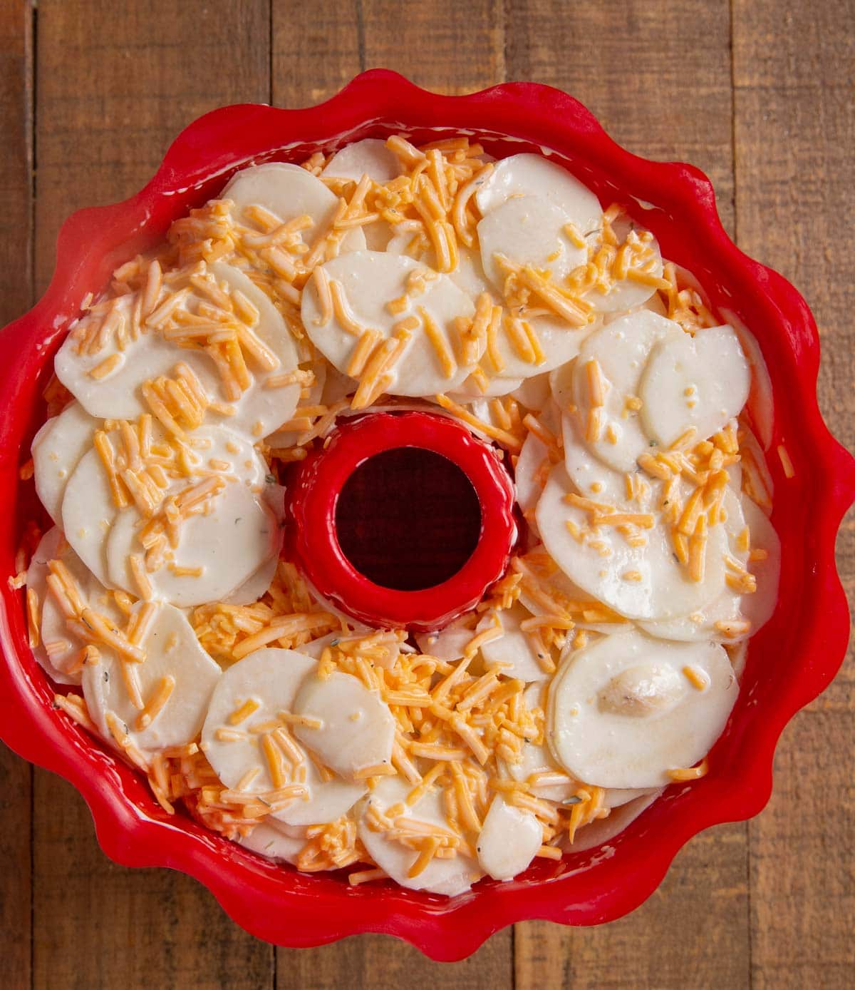 Scalloped Potato Bundt before baking