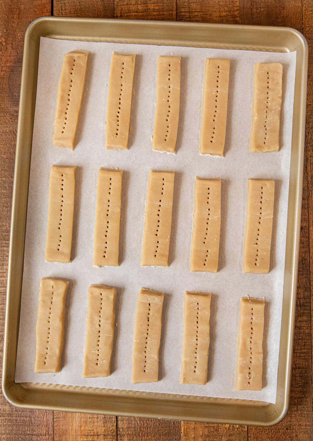 Scottish Shortbread Cookies on baking sheet before baking