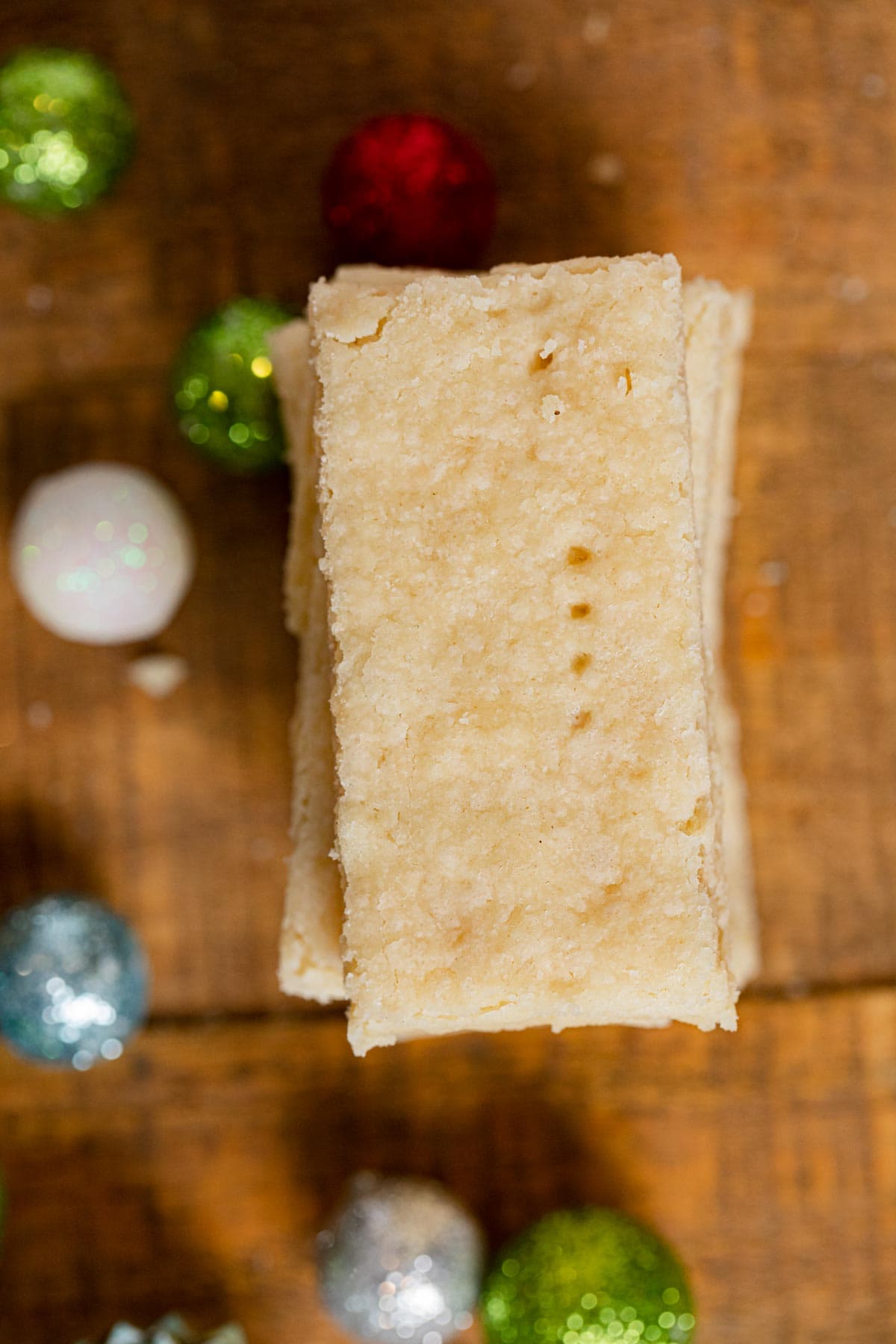 top-down view of Shortbread Cookies in stack