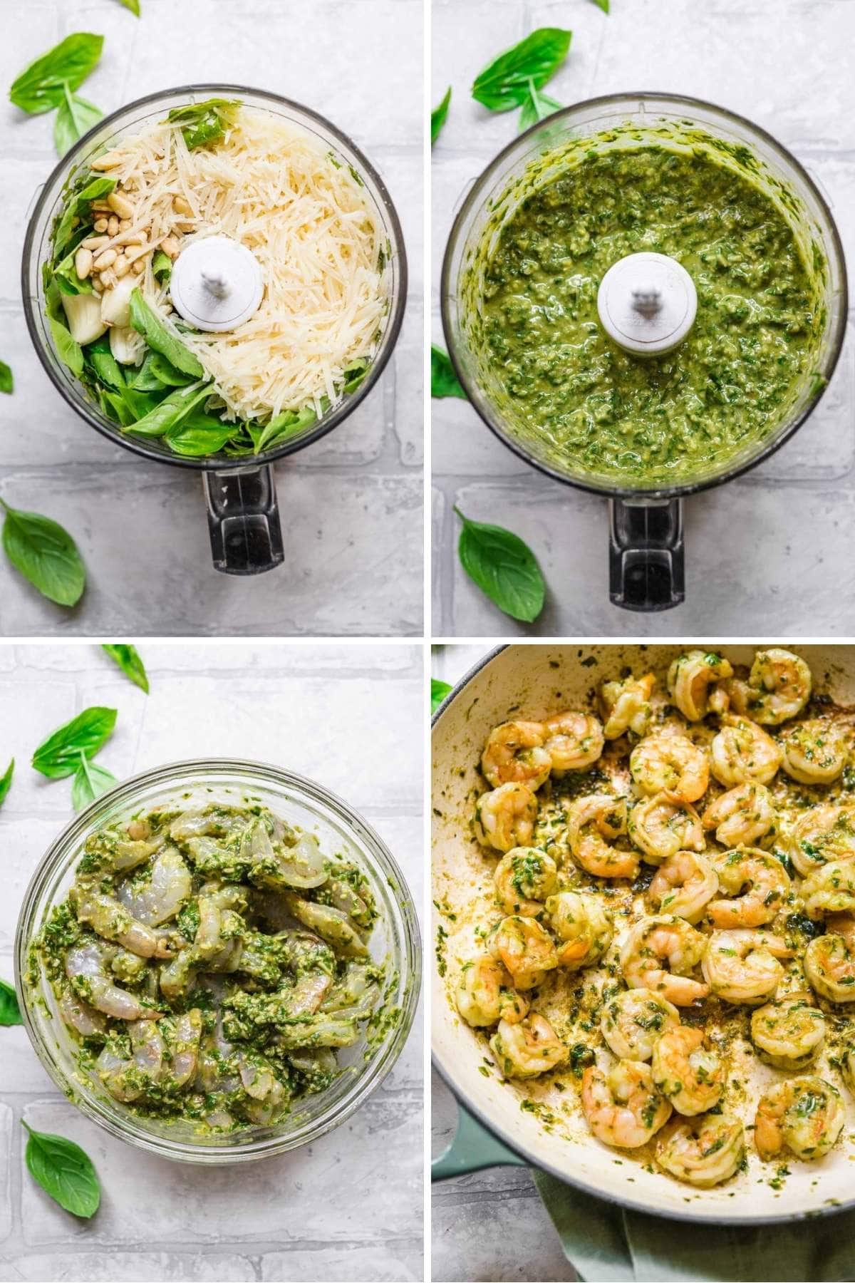 Shrimp Pesto Pasta collage