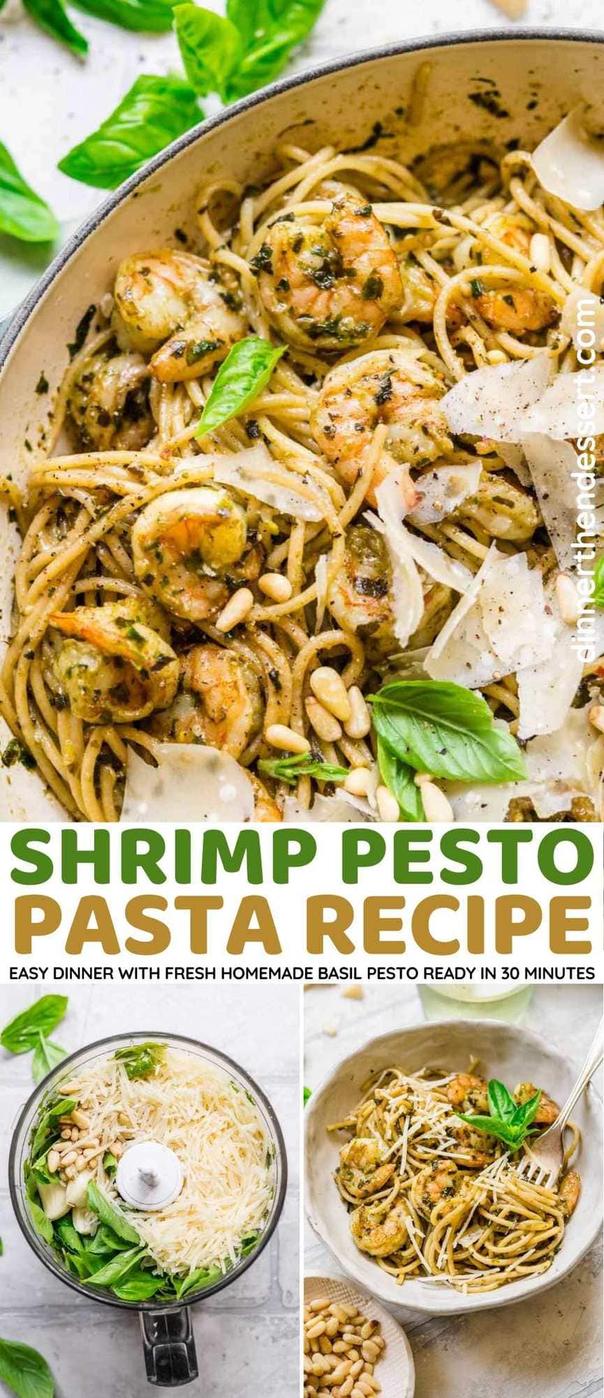 Shrimp Pesto Pasta collage