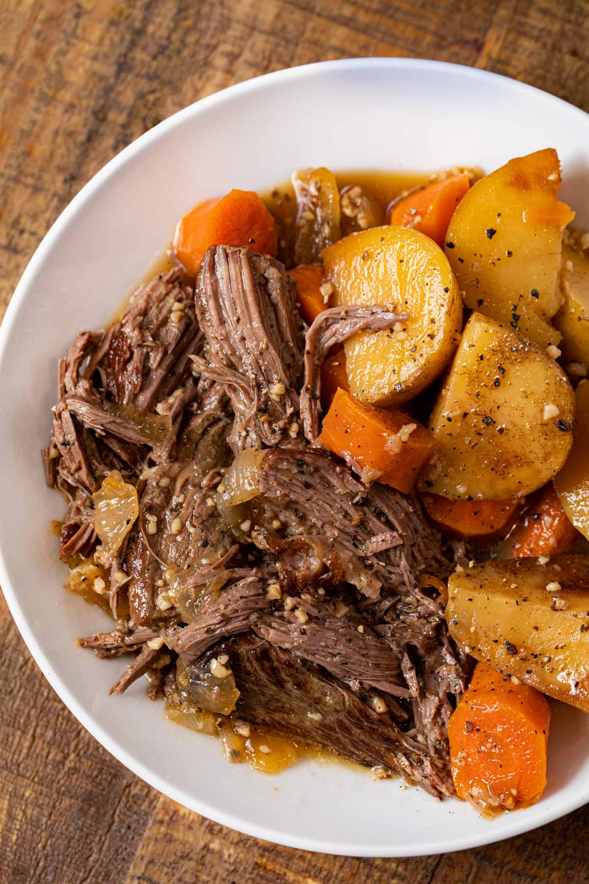 Slow Cooker Rump Roast serving on plate