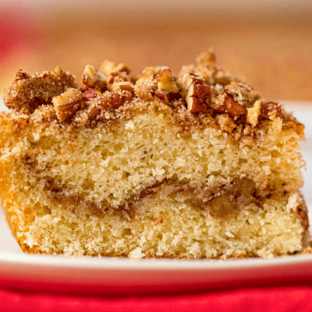 slice of java cake on a white plate