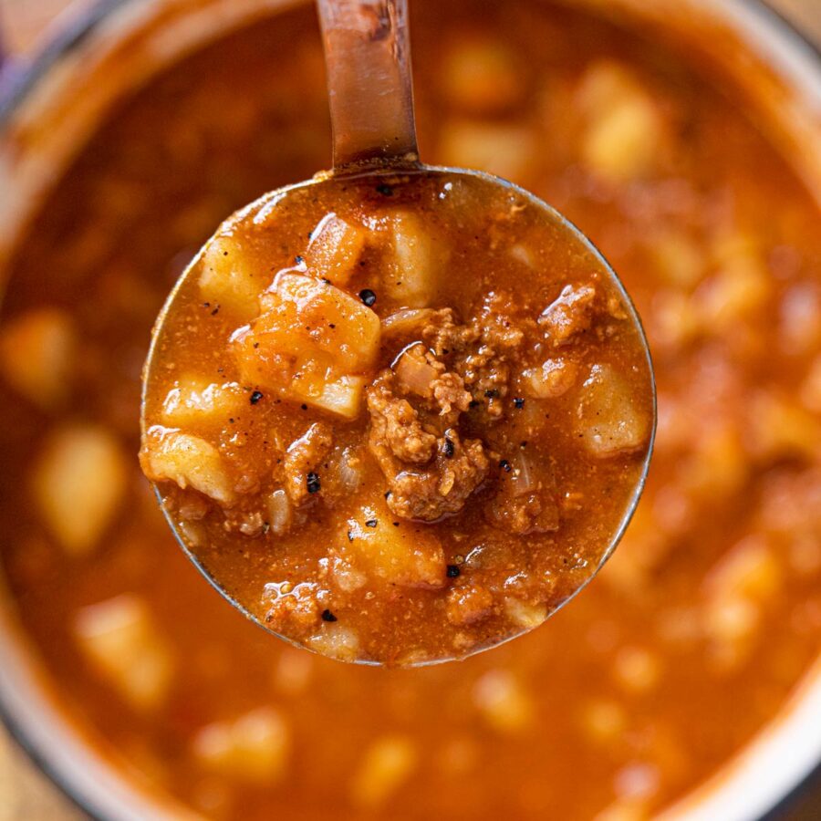 Spicy Beef and Potato Soup Recipe- Dinner, then Dessert