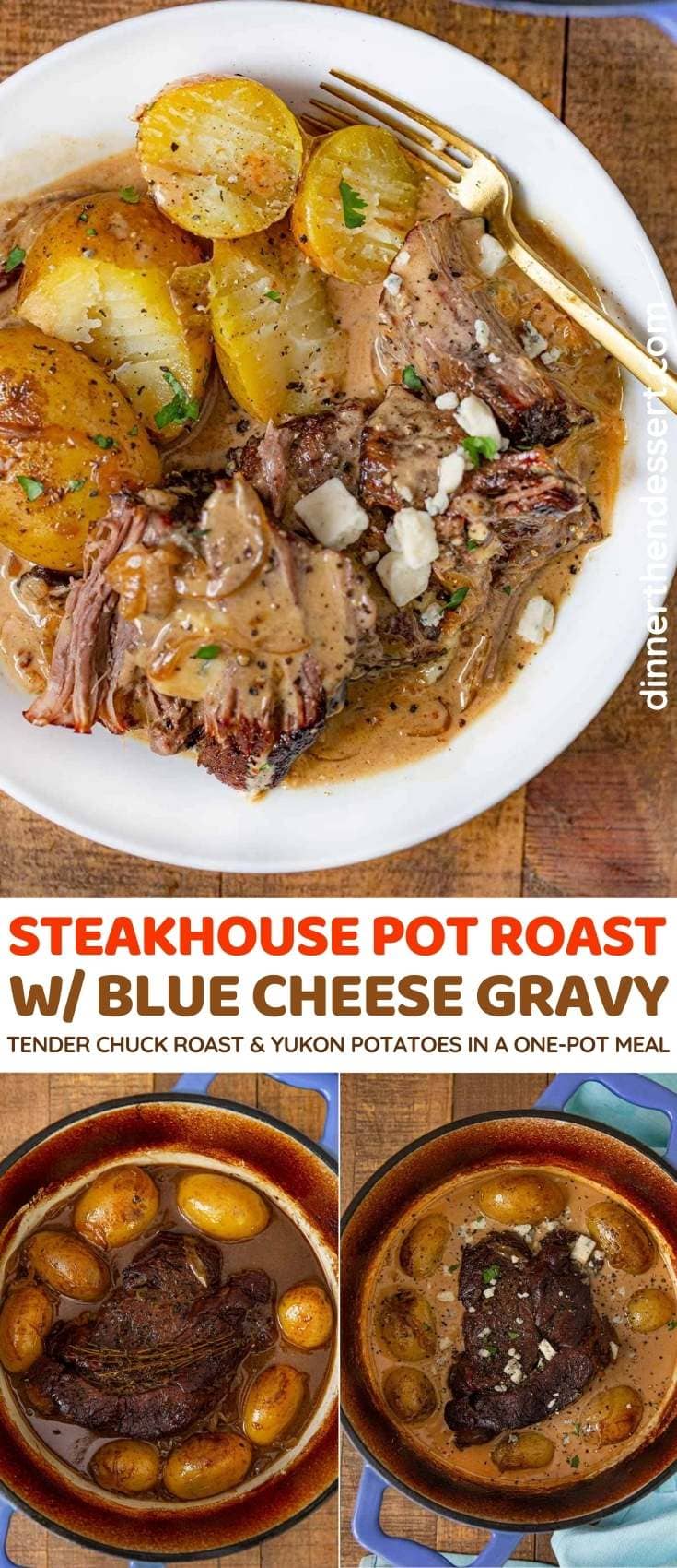 Steakhouse Pot Roast (w/ Blue Cheese Gravy) collage