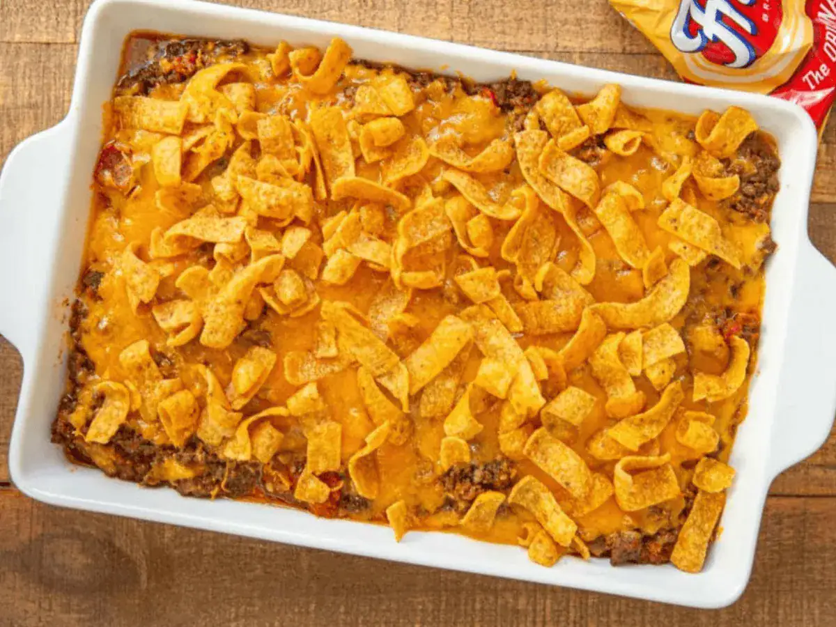 casserole in baking dish out of the oven