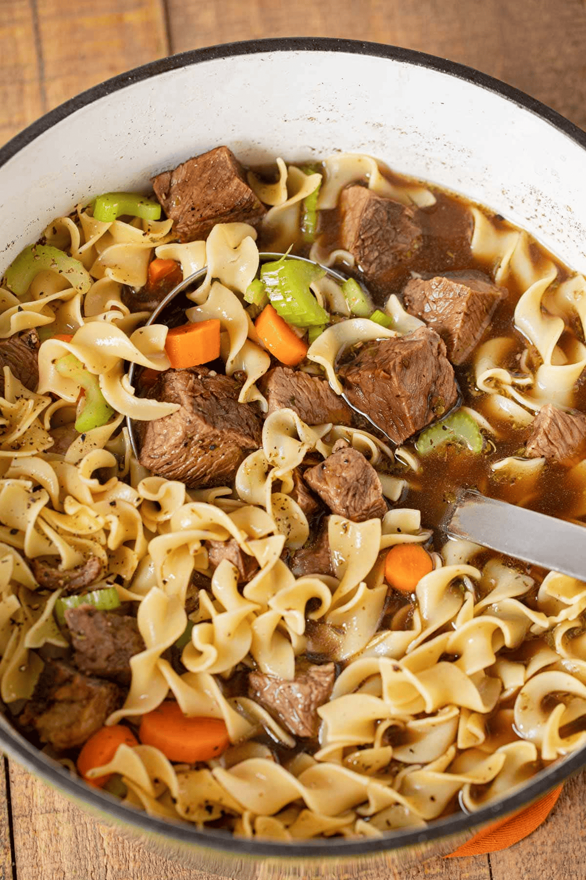 Stirring beef soup