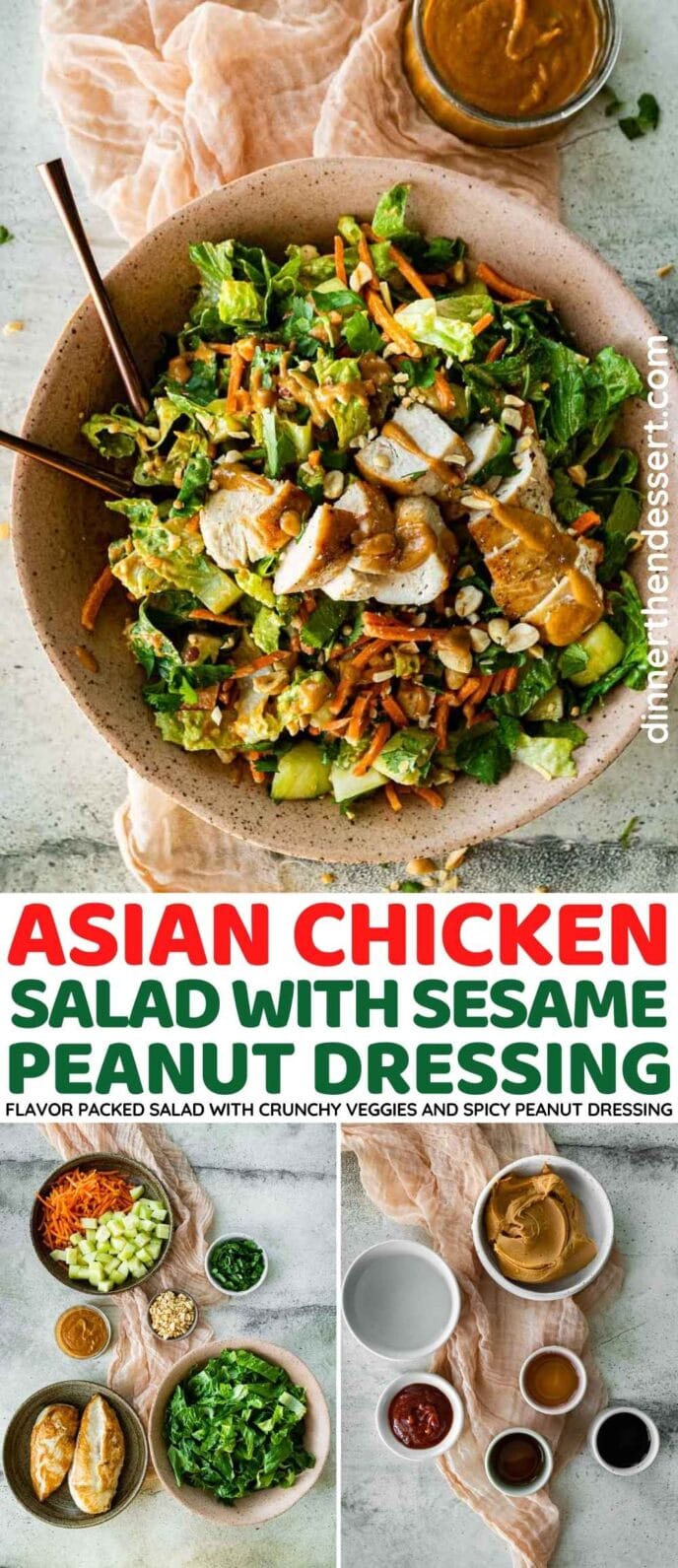 Asian Chicken Salad with Sesame Peanut Dressing Recipe - Dinner, then ...