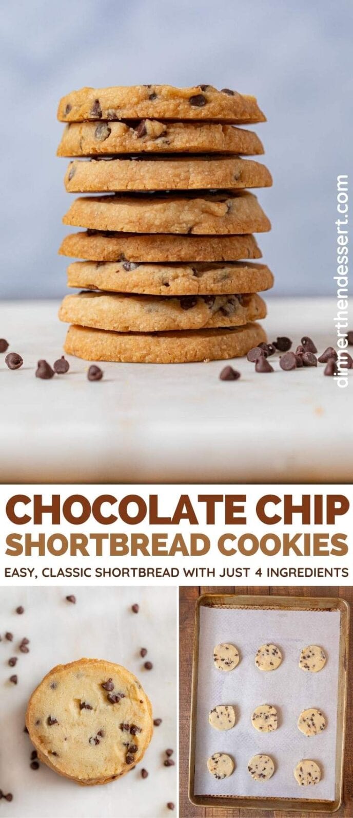 Chocolate Chip Shortbread Cookies collage