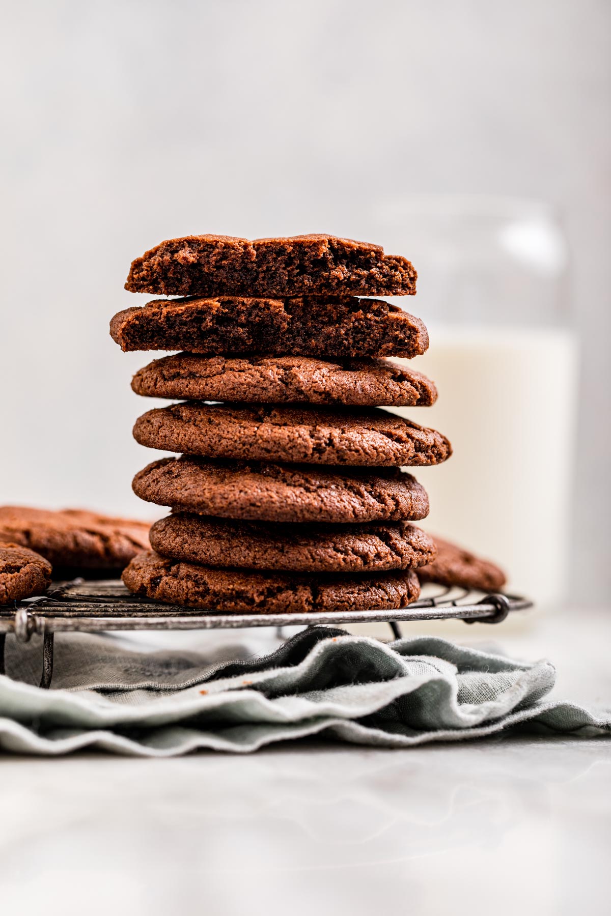 Chocolate Sugar Cookies stacked