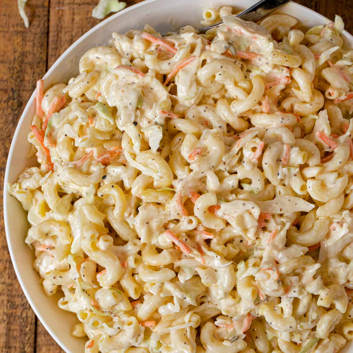 Coleslaw Macaroni Salad in bowl