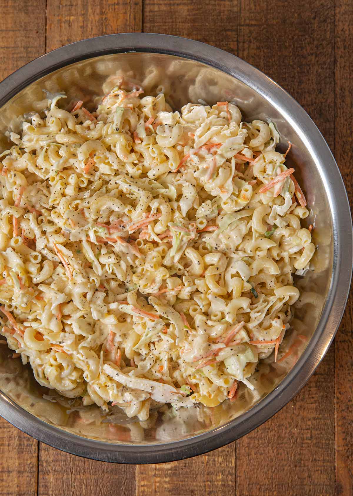 Coleslaw Macaroni Salad in bowl