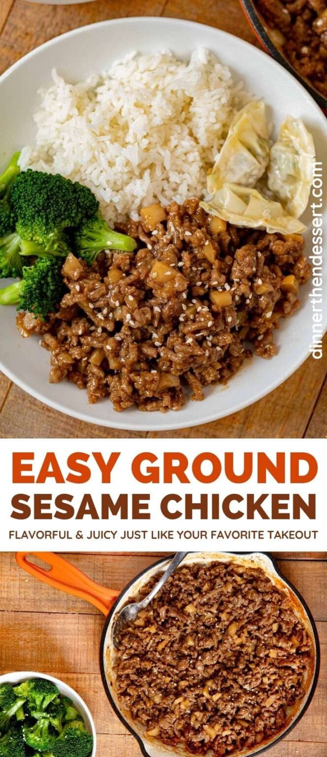 Easy Ground Sesame Chicken Recipe - Dinner, then Dessert