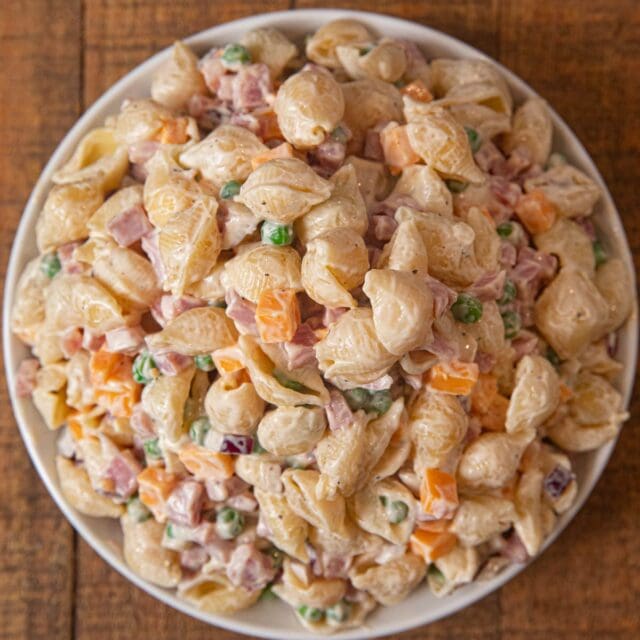 Ham and Cheese Pasta Salad in bowl