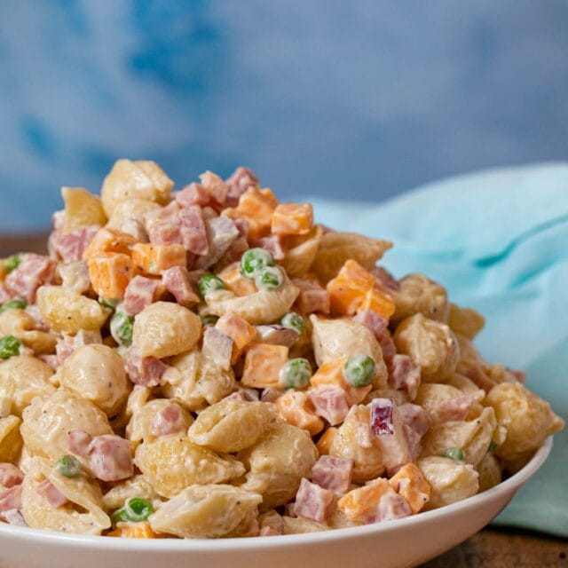 Ham and Cheese Pasta Salad in bowl