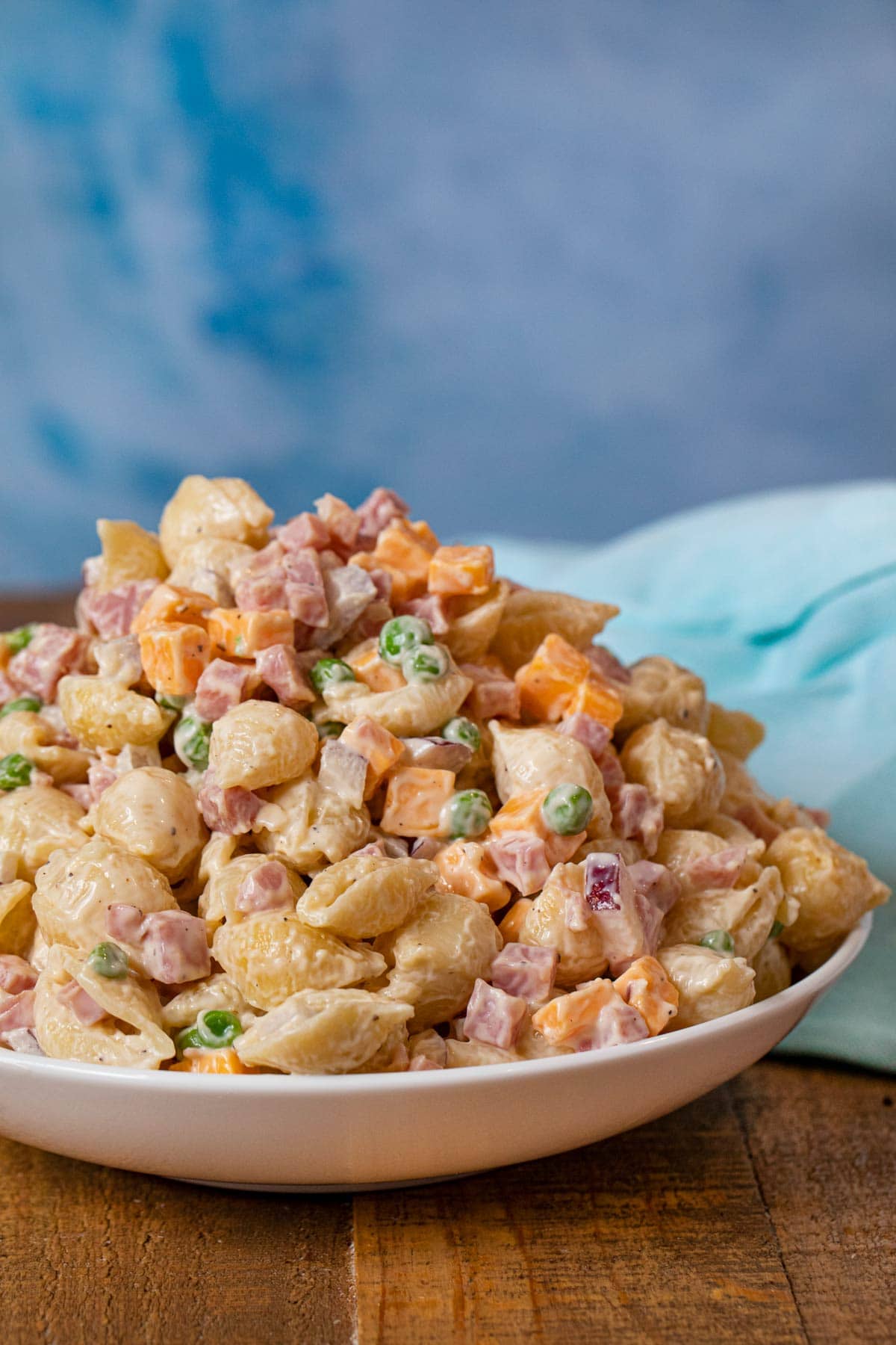 Ham and Cheese Pasta Salad in bowl