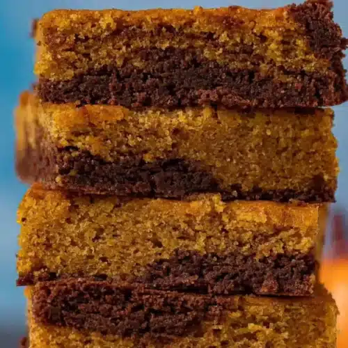 Brownies squares stacked