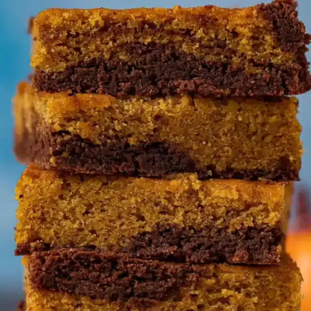 Brownies squares stacked