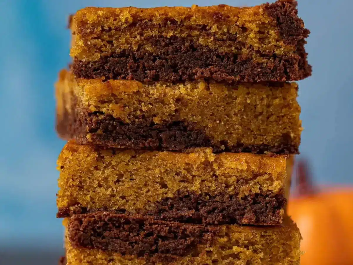 Brownies squares stacked
