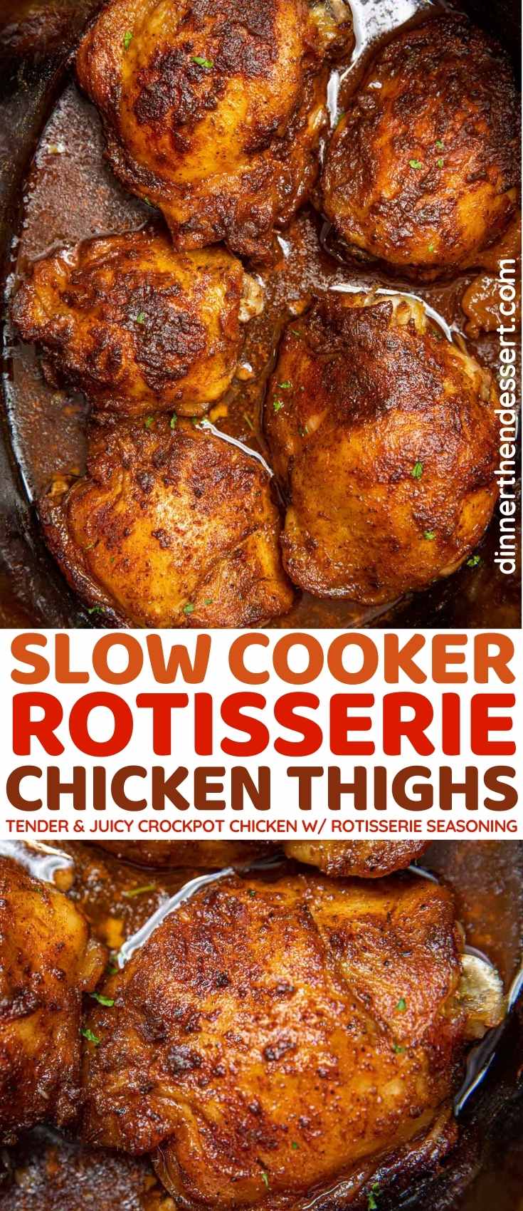 Slow Cooker Rotisserie Chicken Thighs collage