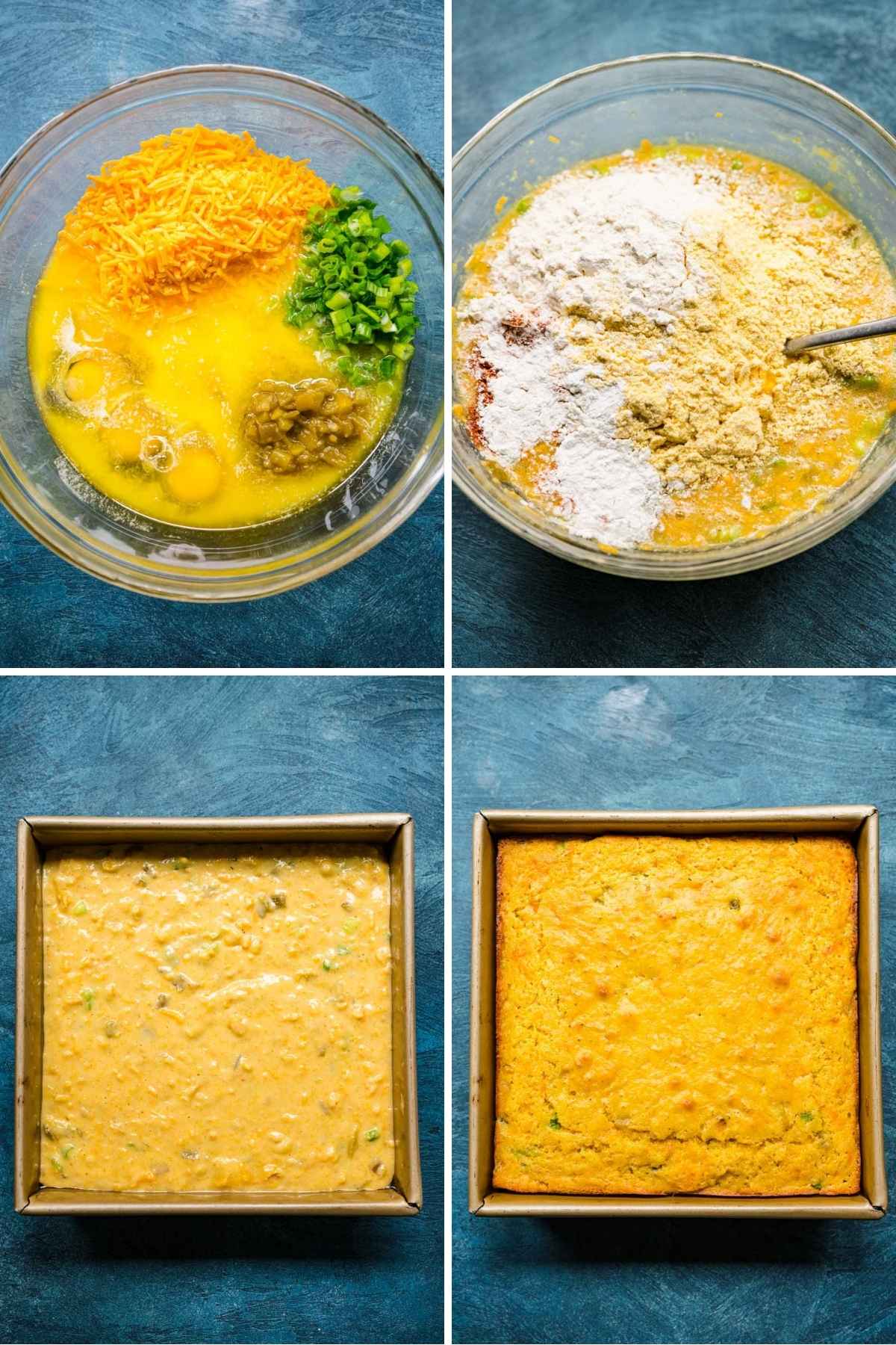 Spicy Mexican Cornbread Collage of prep steps