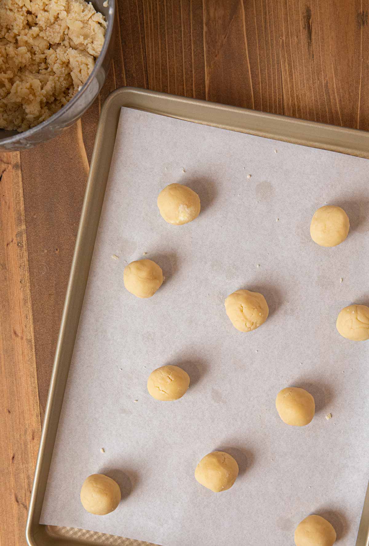 sugar cookie dough on baking sheet