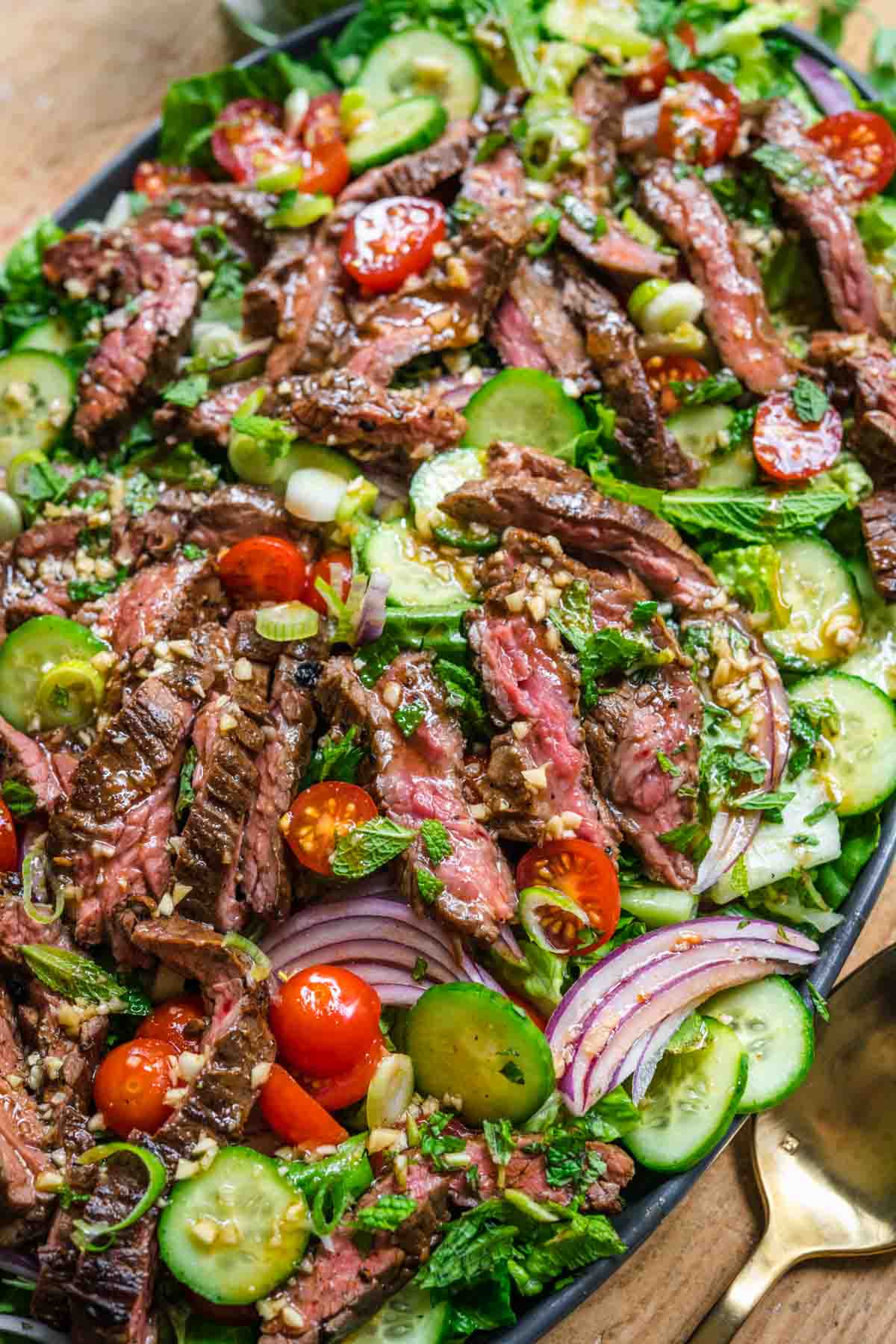 Thai Beef Salad on serving tray