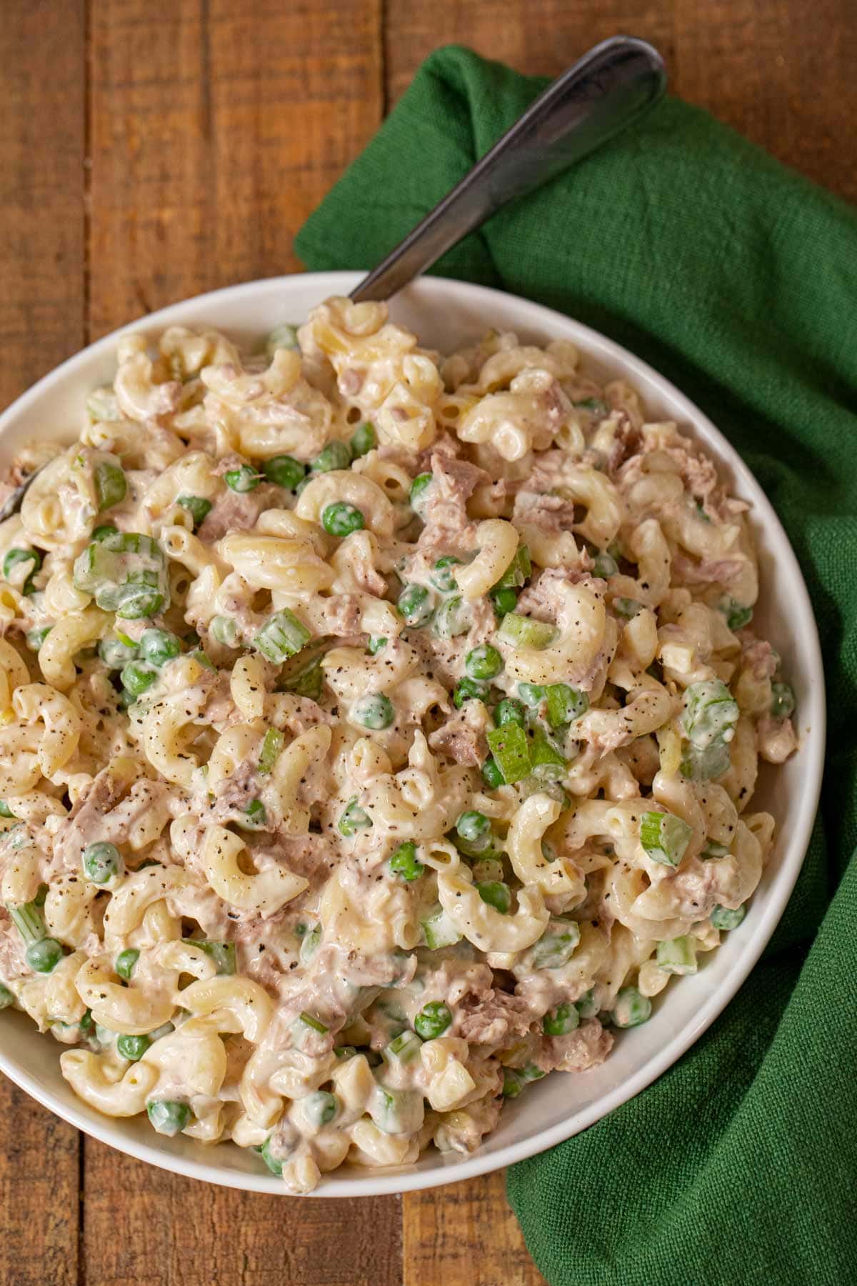 Tuna Pasta Salad in white bowl