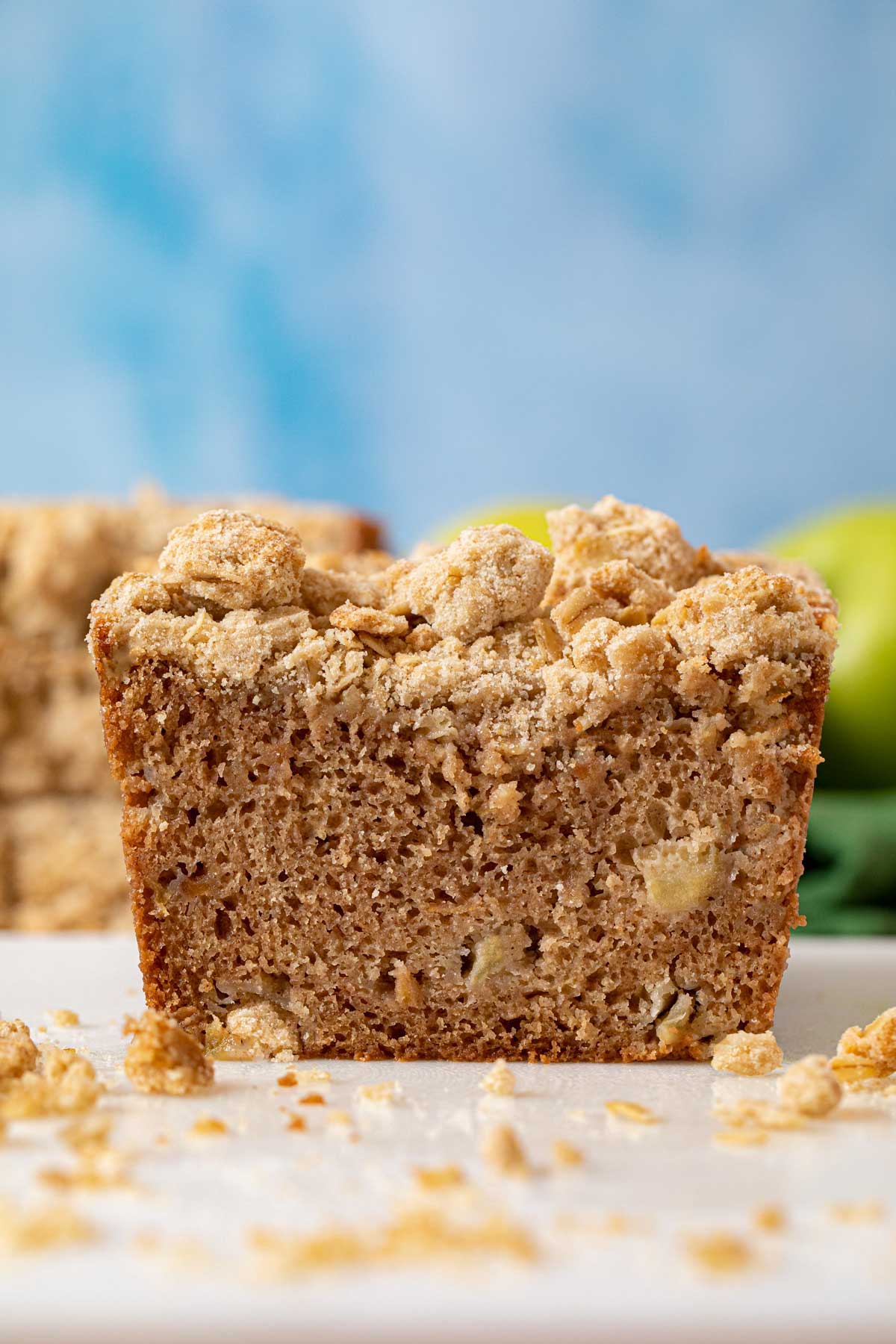 Apple Crisp Bread loaf cross-section on cutting board