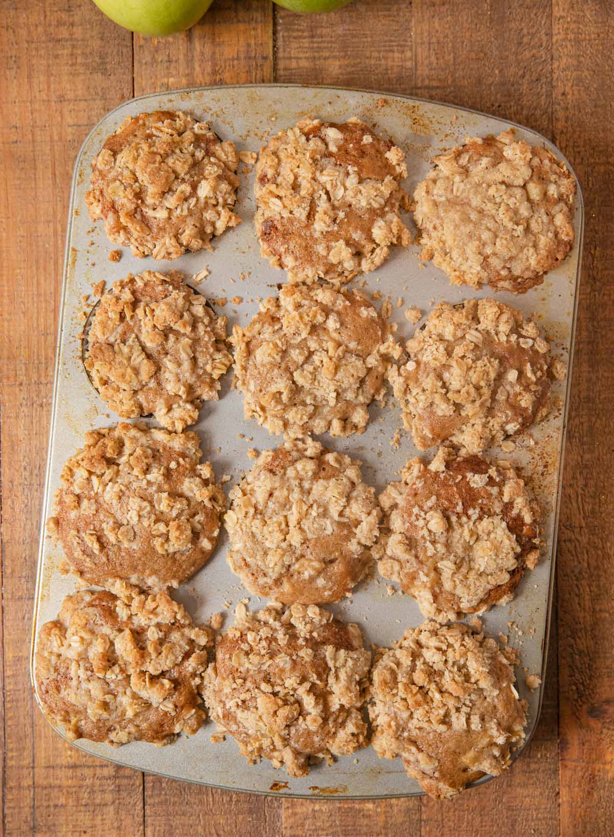 Apple Crisp Muffins in cupcake tin