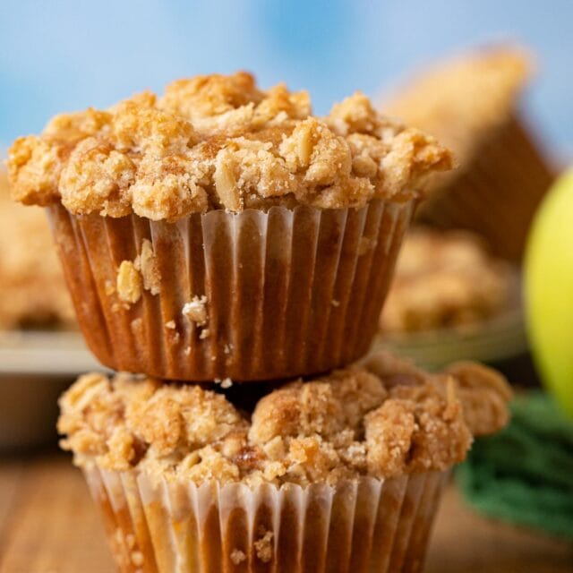 Apple Crisp Muffins in stack