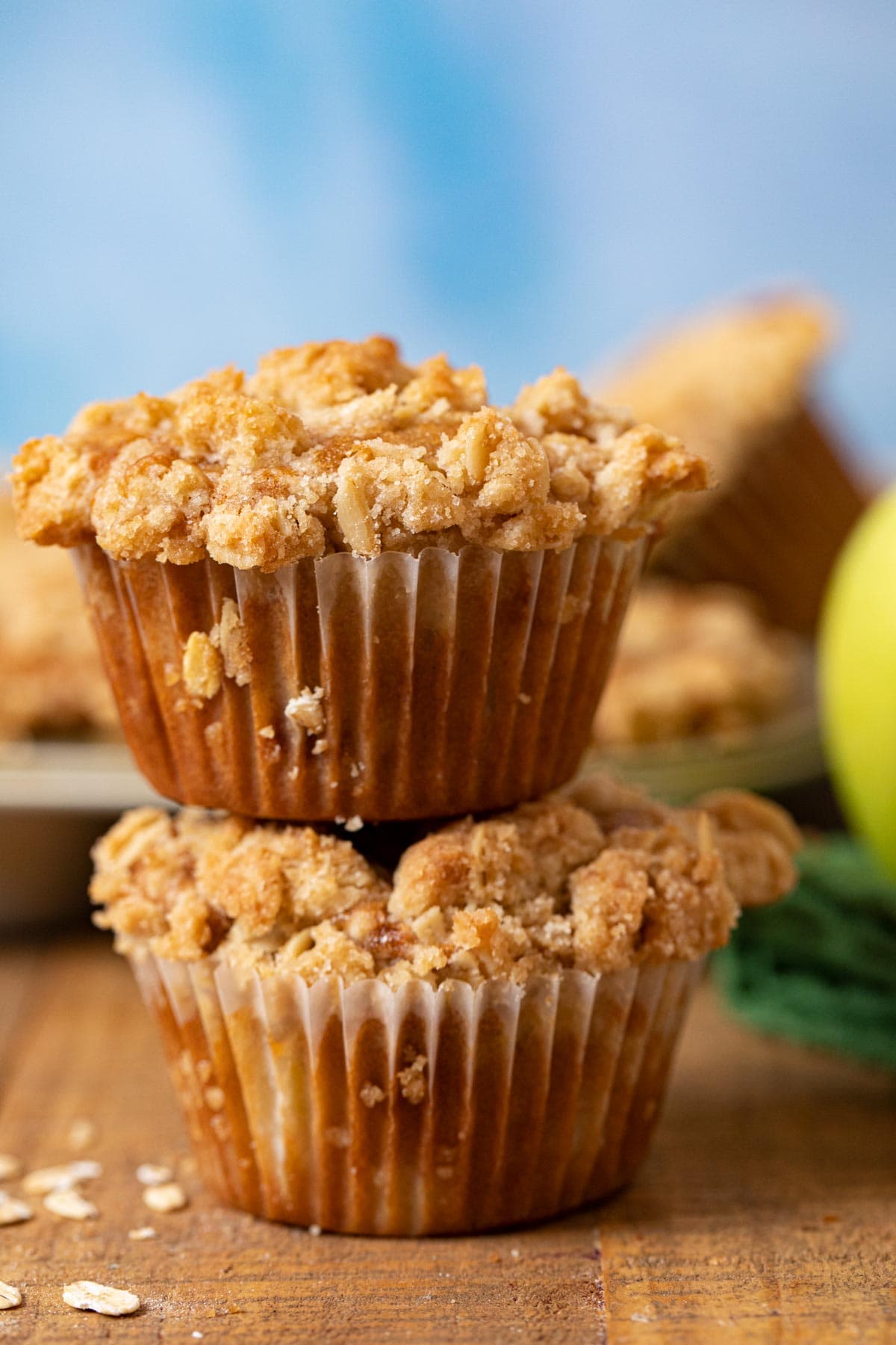 Apple Crisp Muffins in stack