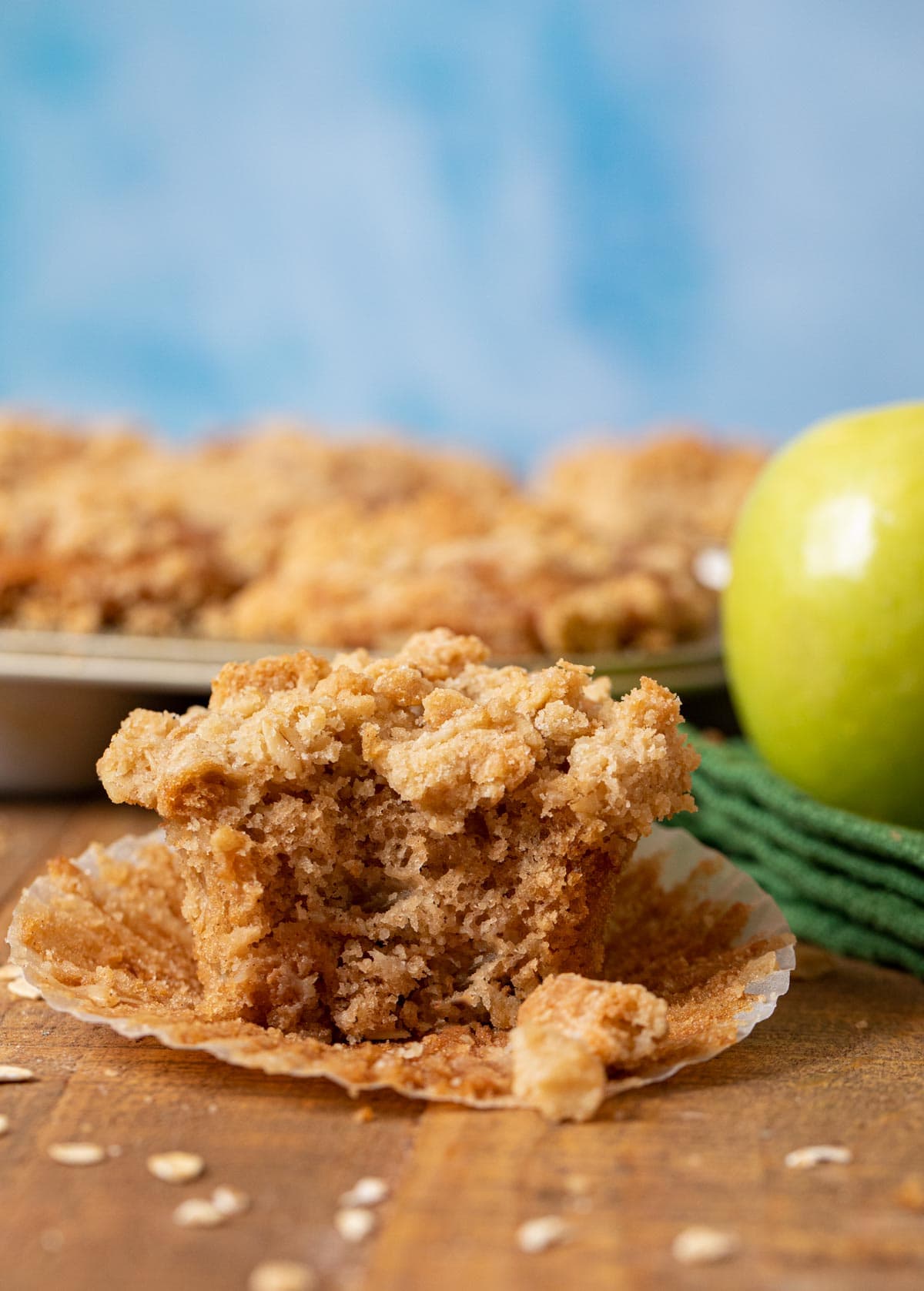 Apple Crisp Muffin with bite removed