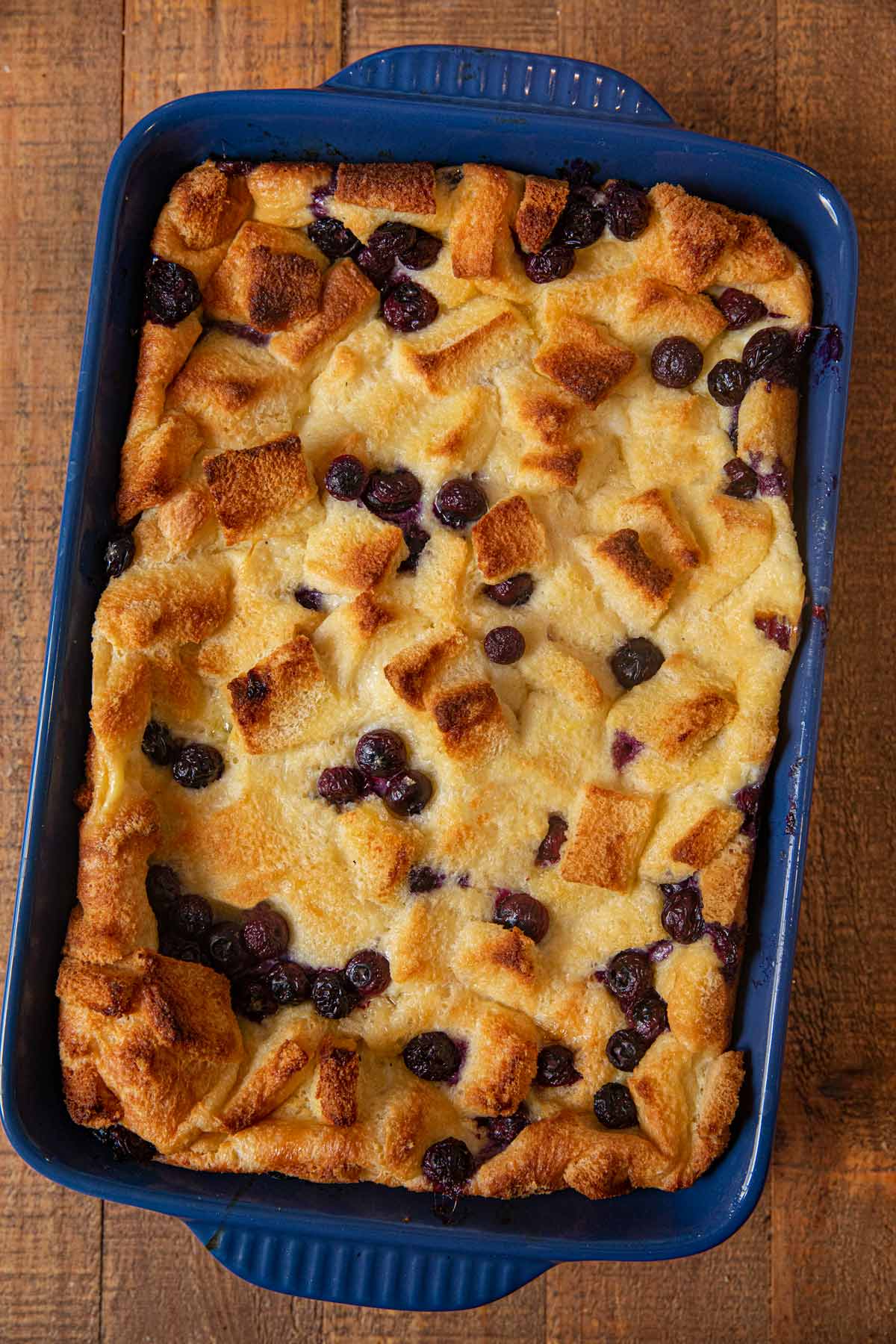 Blueberry Bread Pudding in baking dish