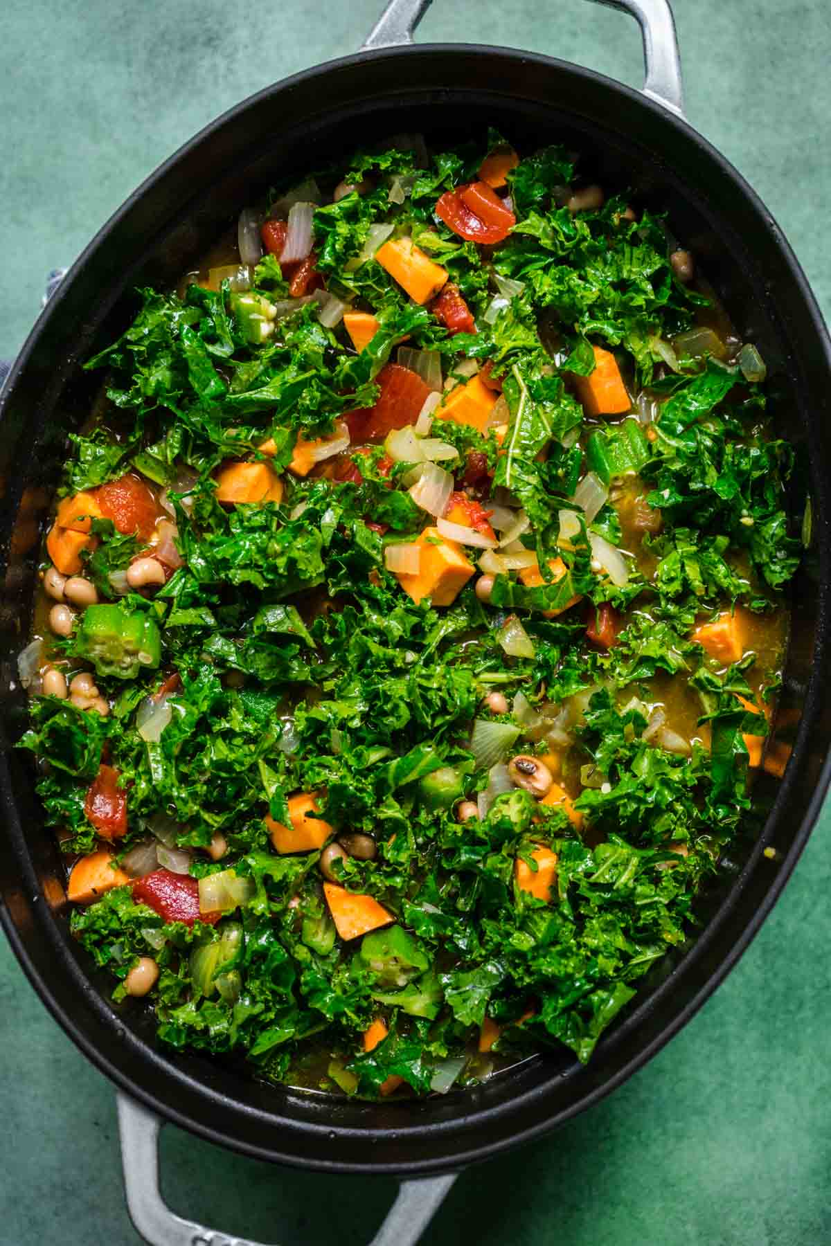 Caribbean Curry Soup ingredients in cooking pot