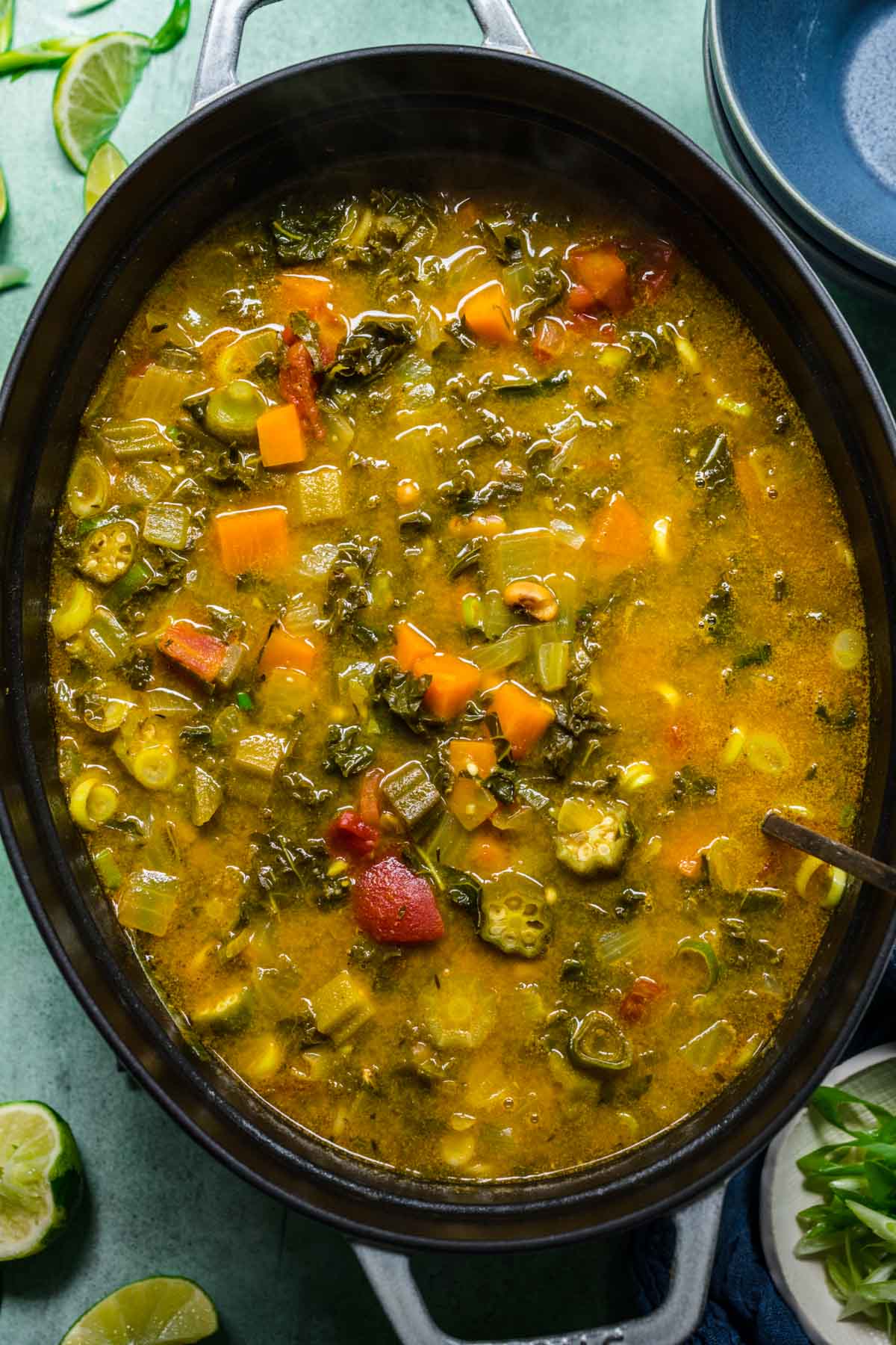 Caribbean Curry Soup in cooking pot