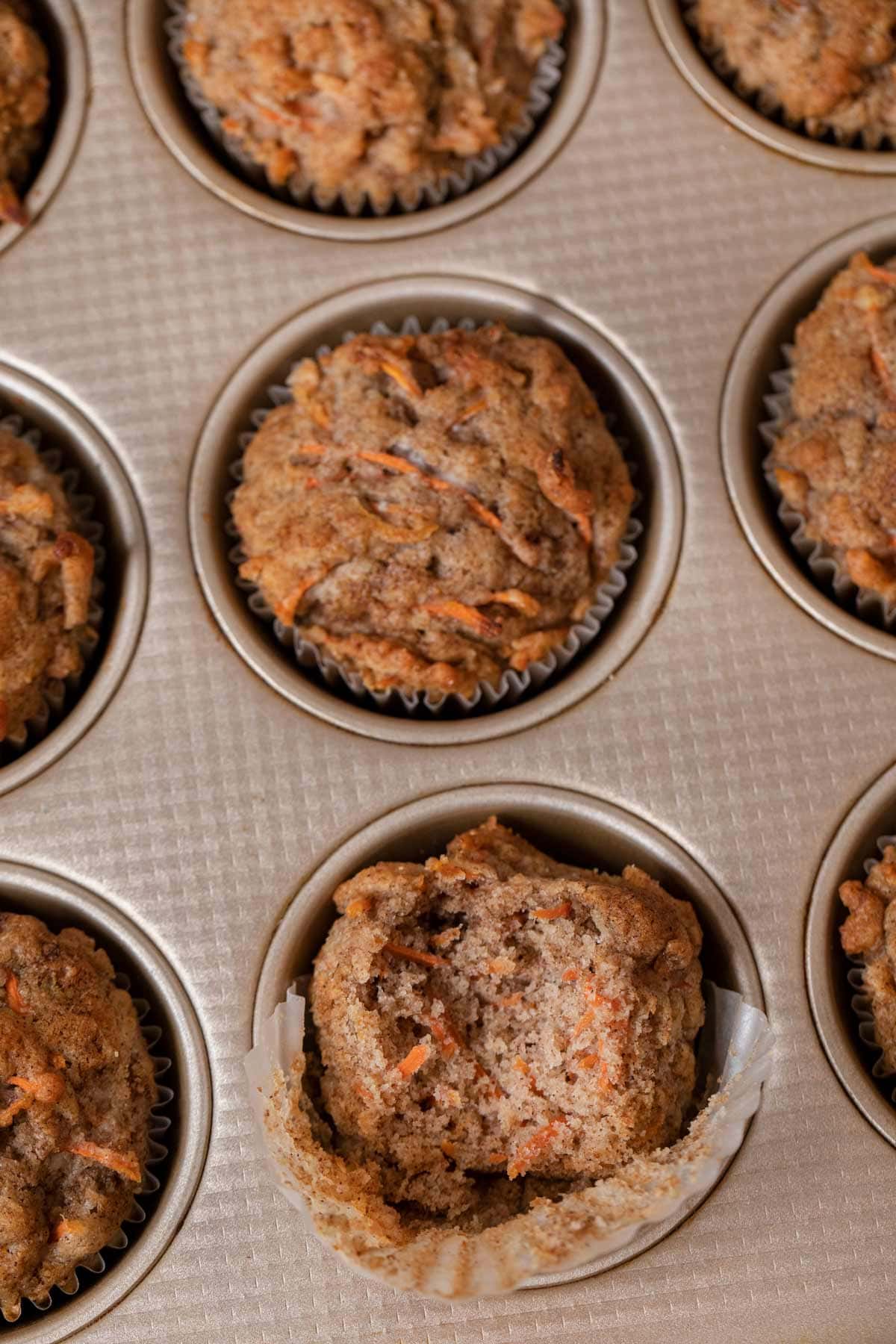 Carrot Muffins in muffin tin