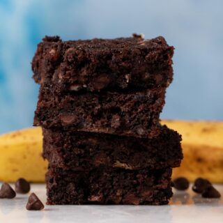 Chocolate Banana Brownies in stack