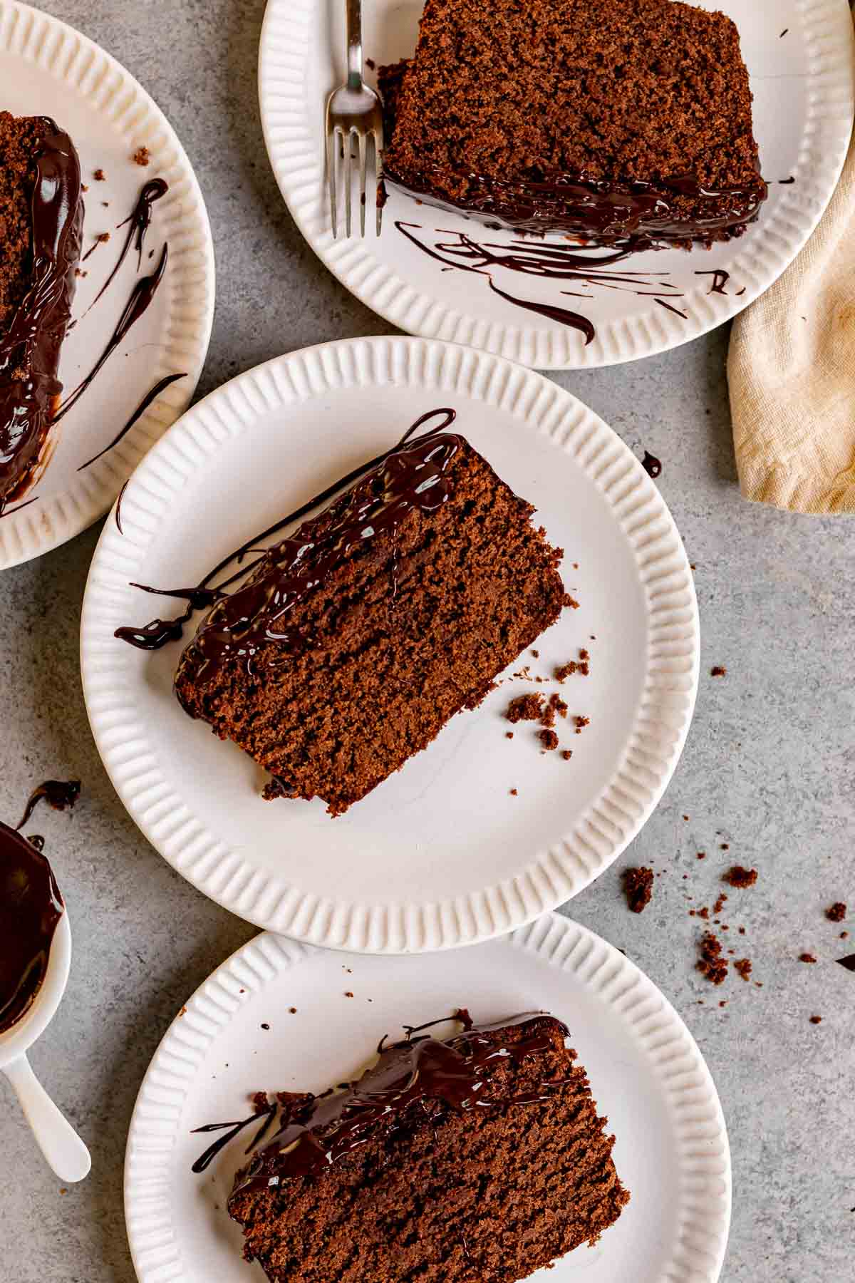 Chocolate Pound Cake slice on plate